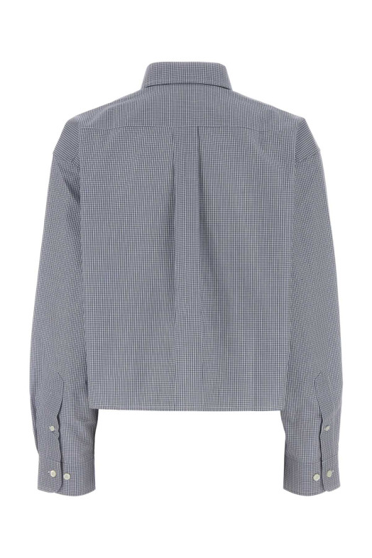 Embroidered poplin oversize shirt Blue MIU MIU (MK1659SOOO1805)