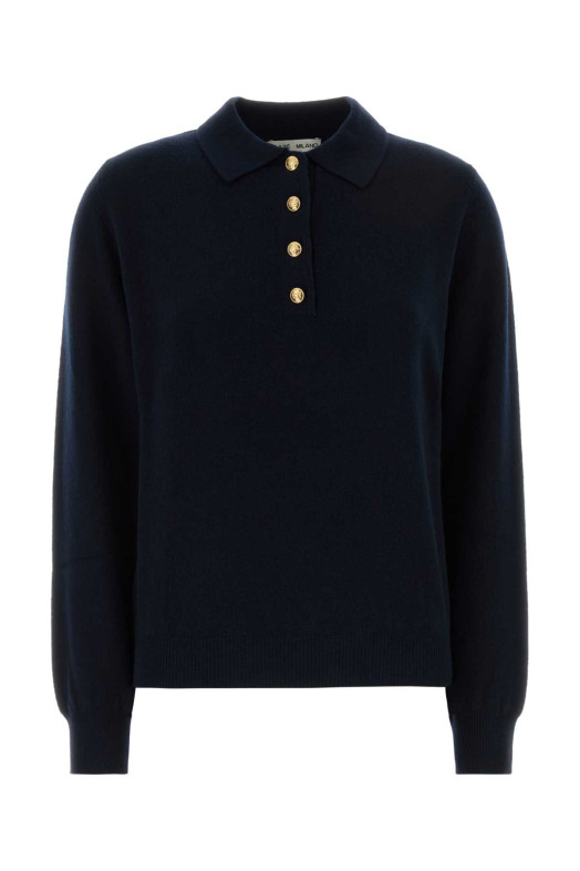 Midnight blue wool blend Highland polo shirt BLAZE (PUKNI13WOO)