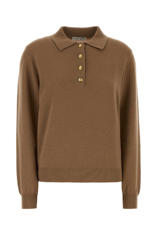 Camel wool blend Highland polo shirt BLAZE (PUKNI13WOO)