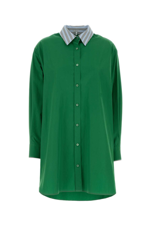 Grass green poplin shirt dress Green LOEWE (S359Y09XKZ)