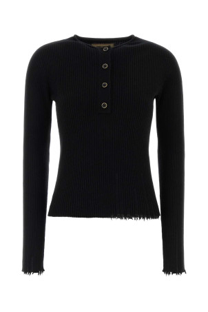 Black cashmere Henley sweater UMA WANG (UK7111)
