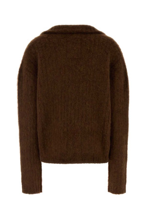 Brown stretch alpaca blend oversize polo shirt UMA WANG (UK7165)