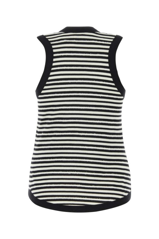 Embroidered cotton blend tank top SAINT LAURENT (743660Y37KT)