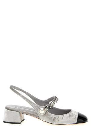 Слингбэки Velvet, серебристые MIU MIU 5I045EF0353LQCF0M3W