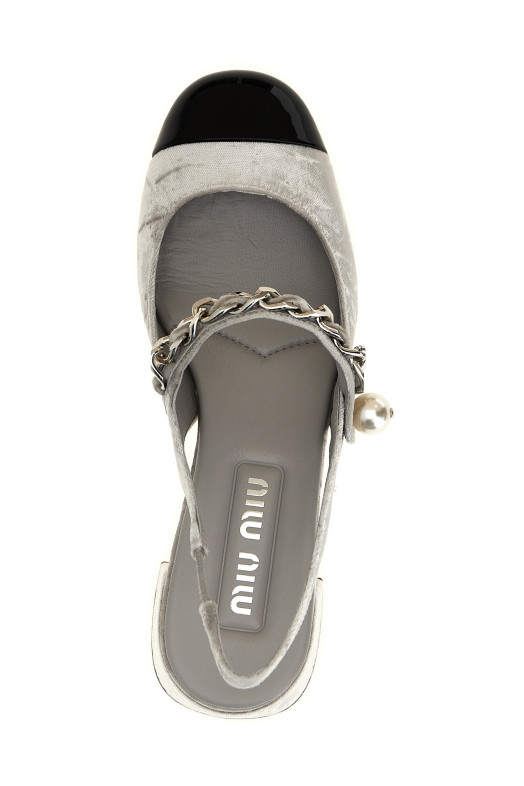 Слінгбеки Velvet, срібні MIU MIU 5I045EF0353LQCF0M3W