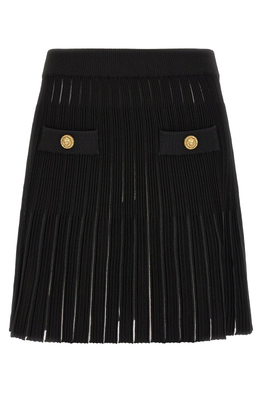 Плісирована спідниця, чорна BALMAIN HF1LBB53KK100PA