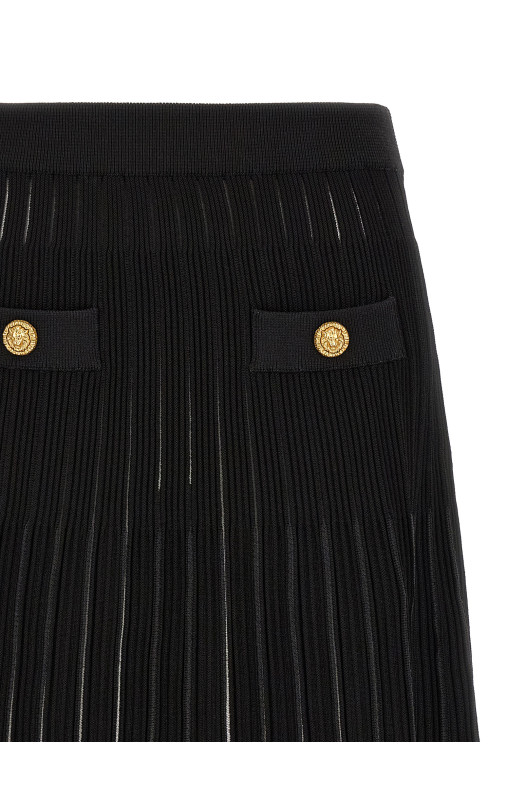 Плісирована спідниця, чорна BALMAIN HF1LBB53KK100PA
