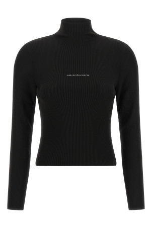 Светр у ребристу в'язку з логотипом, чорний ALEXANDER WANG 1KC4261039001