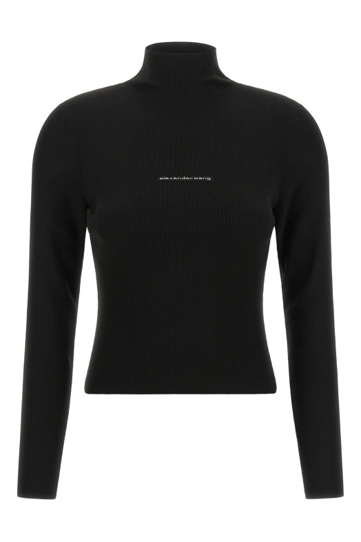 Свитер с ребристой вязкой и логотипом, черный ALEXANDER WANG 1KC4261039001