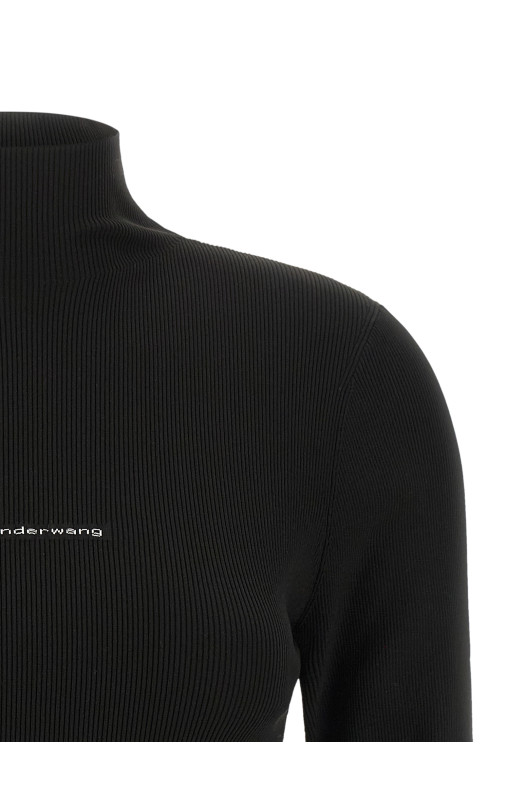 Свитер с ребристой вязкой и логотипом, черный ALEXANDER WANG 1KC4261039001