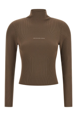 Свитер с логотипом и ребристой вязкой, бежевый ALEXANDER WANG 1KC4261039269