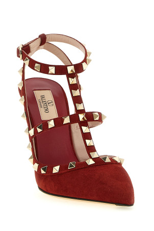 Valentino Garavani 'Rockstud'ankle strap pumps Red