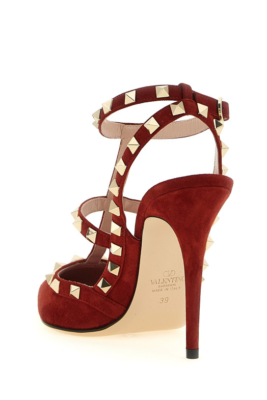 Valentino Garavani 'Rockstud'ankle strap pumps Red