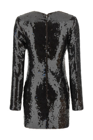 Sequin dress with flower Brown