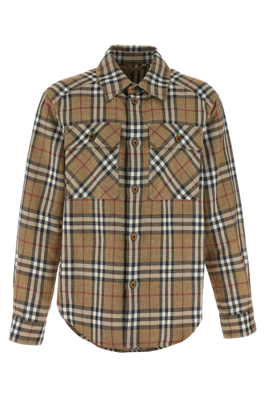 Рубашка с двусторонним принтом, коричневая BURBERRY 8108014NUTIPCHECK