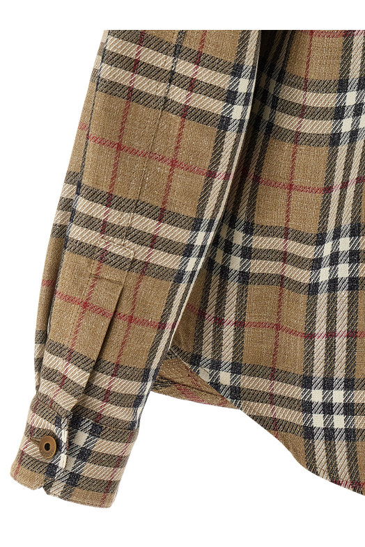Рубашка с двусторонним принтом, коричневая BURBERRY 8108014NUTIPCHECK