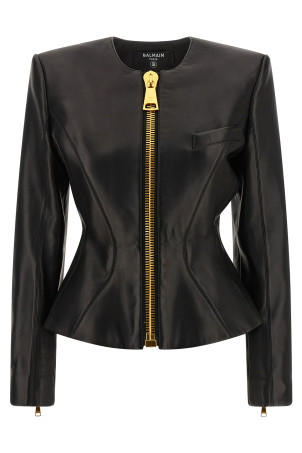 Шкіряна куртка, чорна BALMAIN HF1SK691LC620PA