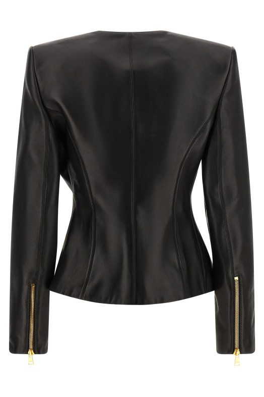 Шкіряна куртка, чорна BALMAIN HF1SK691LC620PA
