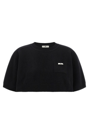 Wool and cashmere top Black