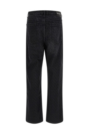 Джинси з монограмним візерунком, чорні BALMAIN HH1ML138DG40ELR