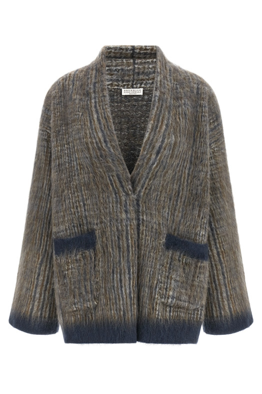 Кардиган с шарфом, серый BRUNELLO CUCINELLI M2I247016CXA37