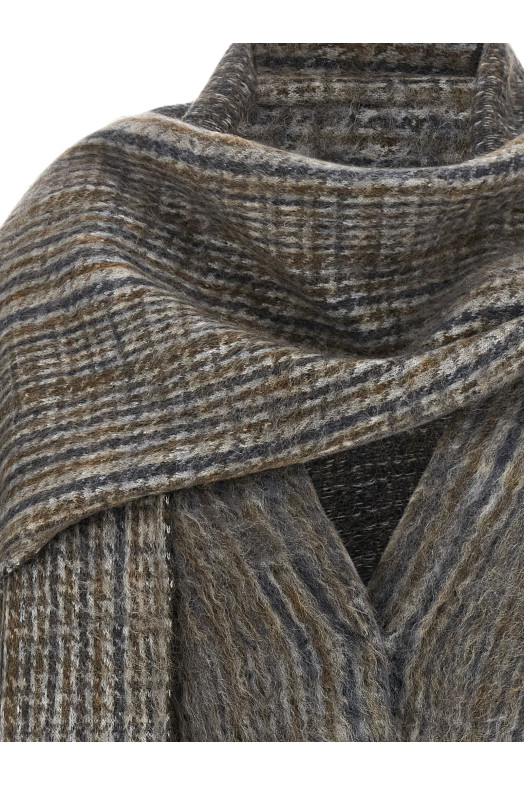 Кардиган с шарфом, серый BRUNELLO CUCINELLI M2I247016CXA37