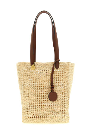 Невелика сумка для покупок, виготовлена гачком, бежевого кольору MULBERRY HH0132000W150
