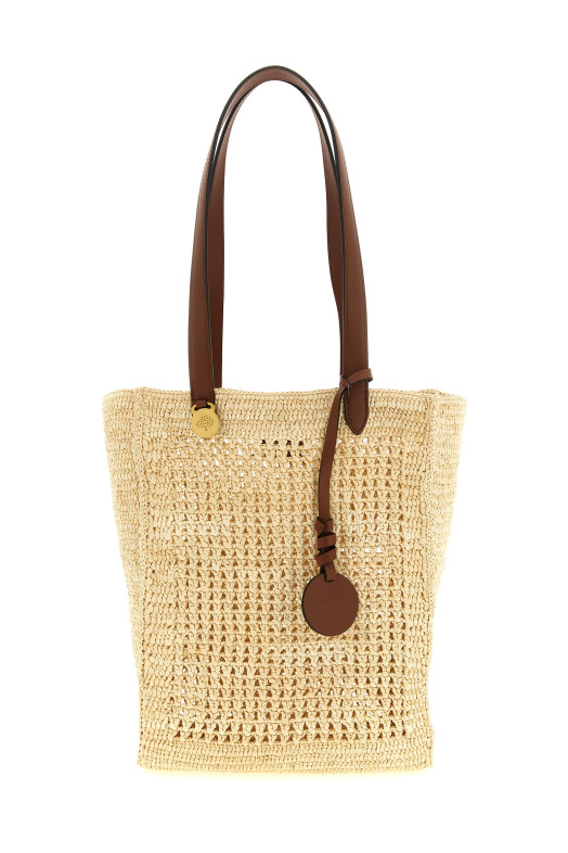 Невелика сумка для покупок, виготовлена гачком, бежевого кольору MULBERRY HH0132000W150