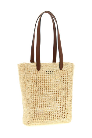 Невелика сумка для покупок, виготовлена гачком, бежевого кольору MULBERRY HH0132000W150