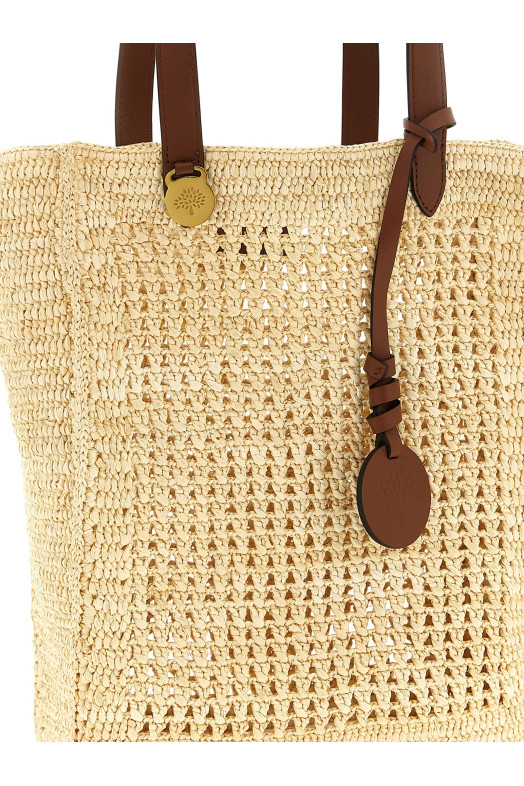 Невелика сумка для покупок, виготовлена гачком, бежевого кольору MULBERRY HH0132000W150