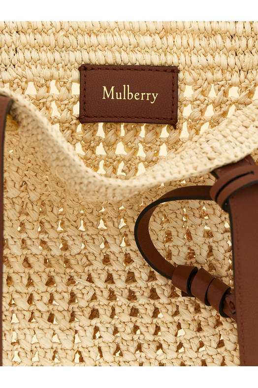 Невелика сумка для покупок, виготовлена гачком, бежевого кольору MULBERRY HH0132000W150
