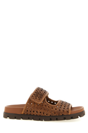 Braided leather sandals Brown
