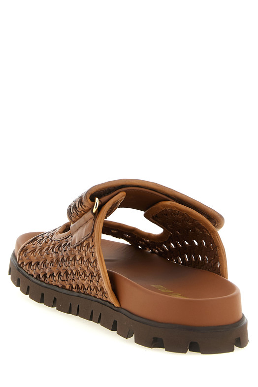 Braided leather sandals Brown
