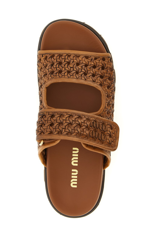Braided leather sandals Brown