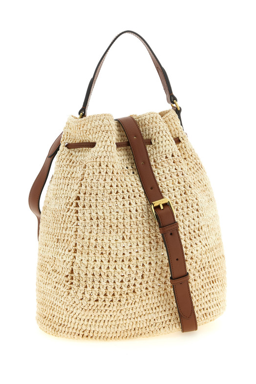 Сумка-відро, виготовлена гачком, бежевого кольору MULBERRY HH0133000W150
