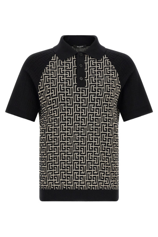PB Monogram Polo, чёрно-серая BALMAIN HH1GB095KI80GFE
