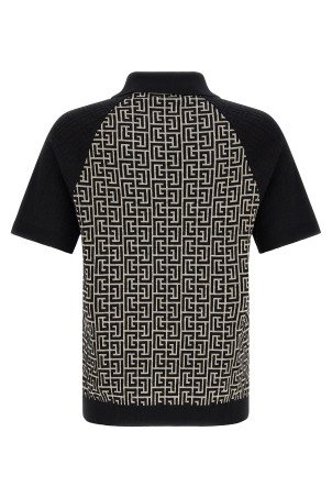 PB Monogram Polo, чёрно-серая BALMAIN HH1GB095KI80GFE