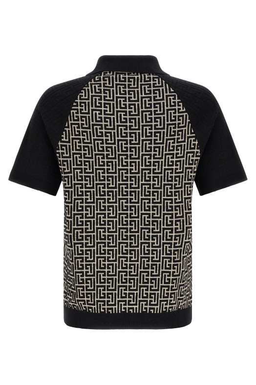 PB Monogram Polo, чёрно-серая BALMAIN HH1GB095KI80GFE