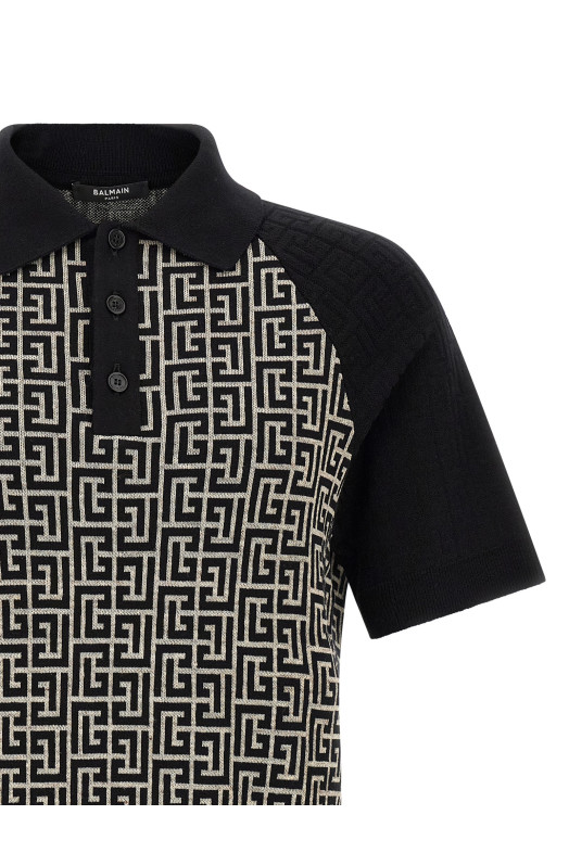 PB Monogram Polo, чёрно-серая BALMAIN HH1GB095KI80GFE