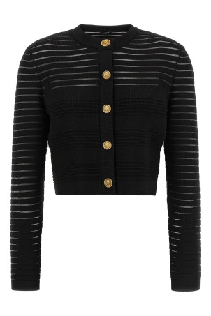 Semi-transparent stripes cardigan Black