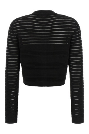 Semi-transparent stripes cardigan Black
