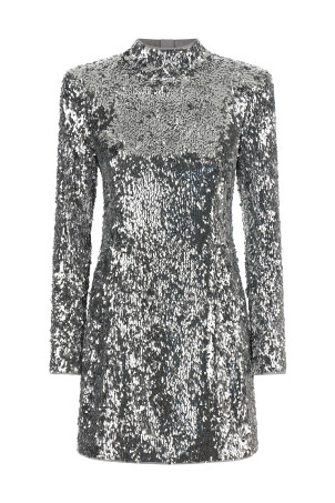 Сукня з паєтками, срібного кольору BALMAIN HF1R8980XM119FC