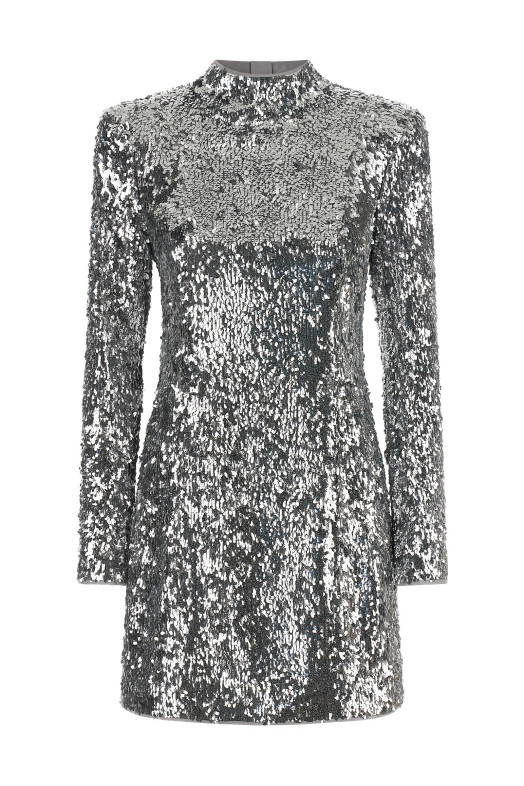 Сукня з паєтками, срібного кольору BALMAIN HF1R8980XM119FC