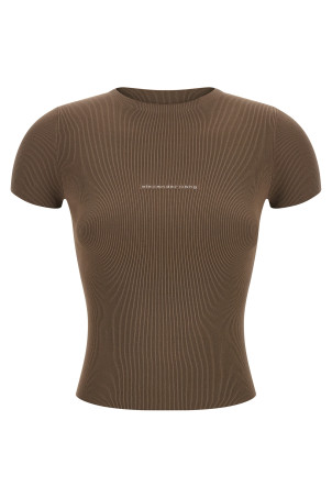 Футболка з ребристою фактурою та логотипом, коричнева ALEXANDER WANG 1KC2261037269