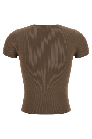 Футболка з ребристою фактурою та логотипом, коричнева ALEXANDER WANG 1KC2261037269