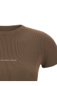 Ribbed T-shirt with logo Brown