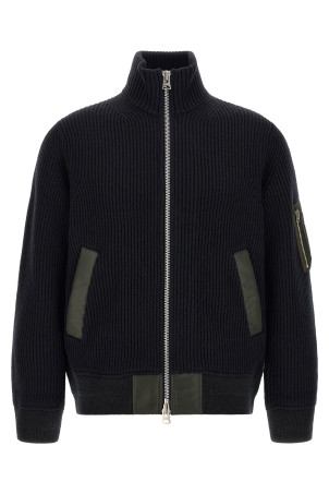 Блузон из ребристого трикотажа, синий SACAI 2604128M233