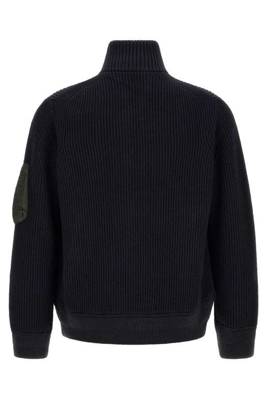 Ribbed knit blouson Blue