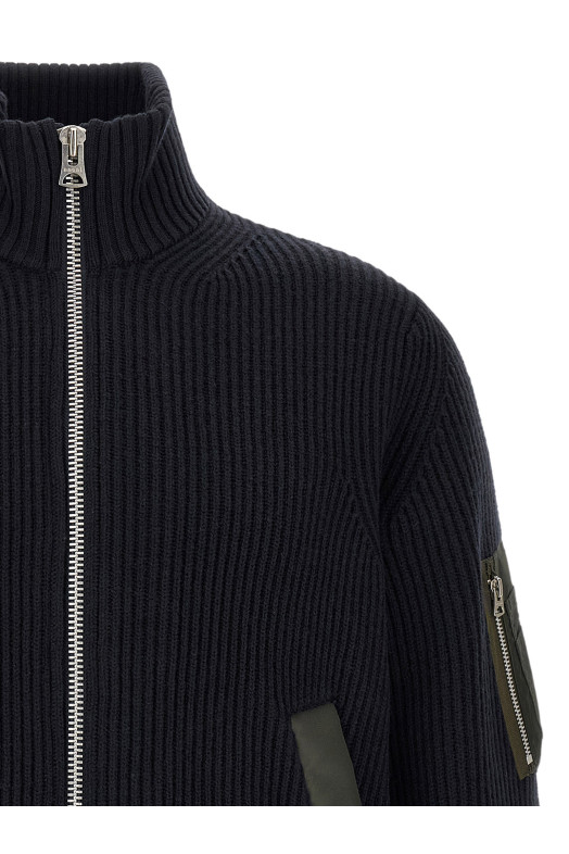 Ribbed knit blouson Blue