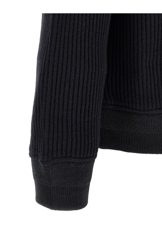 Ribbed knit blouson Blue